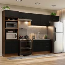 Cozinha Completa Madesa Agata 350001 com Armário e Balcão (Sem Tampo e Pia) - Rustic/Preto Cozinha Completa Madesa Agata 350001 com Armário e Balcão (Sem Tampo e Pia) - Rustic/Preto