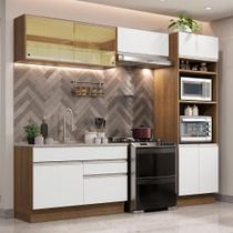 Cozinha Completa Madesa Glamy 270012 com Armário e Balcão (Sem Tampo e Pia) - Rustic/Branco