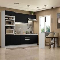 Cozinha Completa Madesa Glamy 315002 com Armário, Balcão e Bancada (Sem Tampo e Pia) - Branco/Preto Cozinha Completa Madesa Glamy 315002 com Armário, Balcão e Bancada (Sem Tampo e Pia) - Branco/Preto