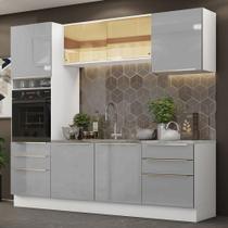 Cozinha Completa Madesa Lux 240002 com Armário e Balcão - Branco/Cinza