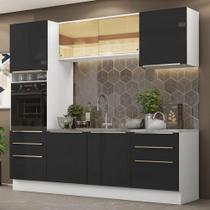 Cozinha Completa Madesa Lux 240002 com Armário e Balcão - Branco/Preto Cozinha Completa Madesa Lux 240002 com Armário e Balcão - Branco/Preto