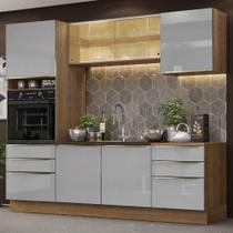 Cozinha Completa Madesa Lux 240002 com Armário e Balcão - Rustic/Cinza