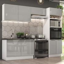Cozinha Completa Madesa Lux 270001 com Armário e Balcão Branco/Cinza