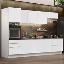 Cozinha Completa Madesa Lux 320004 com Armário e Balcão - Branco/Branco Veludo