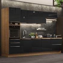Cozinha Completa Madesa Lux 320004 com Armário e Balcão - Rustic/Preto Cozinha Completa Madesa Lux 320004 com Armário e Balcão - Rustic/Preto