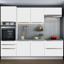 Cozinha Completa Madesa Lux com Armário e Balcão 6 Portas 5 Gavetas - Branco/Branco Veludo