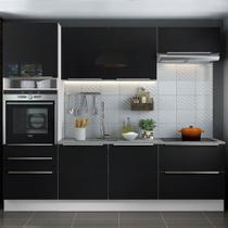 Cozinha Completa Madesa Lux com Armário e Balcão 6 Portas 5 Gavetas - Branco/Preto Cozinha Completa Madesa Lux com Armário e Balcão 6 Portas 5 Gavetas - Branco/Preto