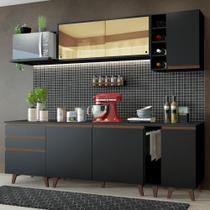 Cozinha Completa Madesa Reims com Armário e Balcão - Preto Cozinha Completa Madesa Reims com Armário e Balcão - Preto