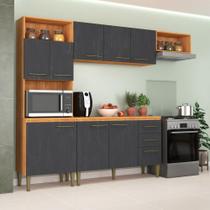Cozinha Completa Malu CL16 Fellicci 9 Portas 2 Gavetas Cinamomo e Grafite 240cm Cozinha Completa Malu CL16 Fellicci 9 Portas 2 Gavetas Cinamomo e Grafite 240cm