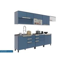 Cozinha Completa Manhattan 9 Peças (4Aéreos+3Balcões+2Complementos) C9P156 Azul/Branco - Herval