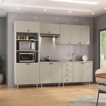 Cozinha Completa Maranello 100% MDF 11 Portas 4 Gavetas Bege