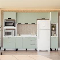 Cozinha Completa Meena 10 Portas 4 Gavetas 40250068 Branco/Verde Oliva - Politorno
