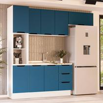 Cozinha Completa Meena 8 Portas 3 Gavetas 40250060 Branco/Azul - Politorno