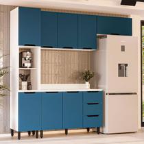 Cozinha Completa Meena 8 Portas 3 Gavetas 40250066 Branco/Azul - Politorno