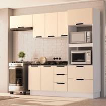 Cozinha Completa Meena 8 Portas 4 Gavetas 40250058 Branco/Creme - Politorno