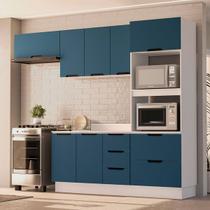 Cozinha Completa Meena 8 Portas 4 Gavetas 40250070 Branco/Azul - Politorno