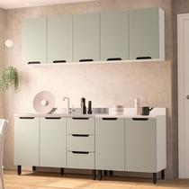 Cozinha Completa Meena 9 Portas 3 Gavetas 40250053 Branco/Verde Oliva - Politorno