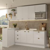 Cozinha Completa Milla Pro 100% MDF Armário e Balcão Branco Carraro