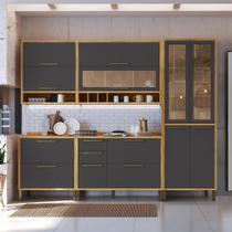 Cozinha Completa Modulada 100% MDF 5 Peças 11 Portas 4 Gavetas e Vidro 274cm Vicenza Espresso Móveis Amêndoa/Chumbo Cozinha Completa Modulada 100% MDF 5 Peças 11 Portas 4 Gavetas e Vidro 274cm Vicenza Espresso Móveis Amêndoa/Chumbo