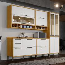 Cozinha Completa Modulada 100% MDF 5 Peças 11 Portas 4 Gavetas e Vidro 274cm Vicenza Espresso Móveis Branco/Amêndoa Cozinha Completa Modulada 100% MDF 5 Peças 11 Portas 4 Gavetas e Vidro 274cm Vicenza Espresso Móveis Branco/Amêndoa