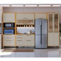 Cozinha Completa Modulada 100% MDF 5 Peças 11 Portas 5 Gavetas e Vidro 349cm Vicenza Espresso Móveis Bege/Amêndoa/Off White Cozinha Completa Modulada 100% MDF 5 Peças 11 Portas 5 Gavetas e Vidro 349cm Vicenza Espresso Móveis Bege/Amêndoa/Off White