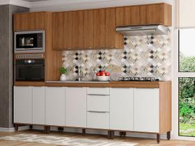 Cozinha Completa Modulada 268 Cm 5 Peças 11 Portas 3 Gv MDP Mel Branco - ClickLar