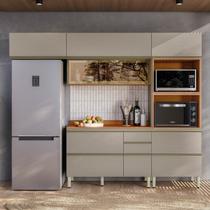 Cozinha Completa Modulada 270cm x 218,5cm Aéreo Rft Tq 4 Peças Proença Bege/Nogueira/Nude Prime Cozinha Completa Modulada 270cm x 218,5cm Aéreo Rft Tq 4 Peças Proença Bege/Nogueira/Nude Prime