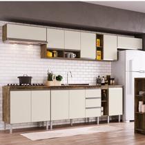 Cozinha Completa Modulada 3 Balções 3 Armários Aéreos e 2 Nichos Athena Marrom Cozinha Completa Modulada 3 Balções 3 Armários Aéreos e 2 Nichos Athena Marrom