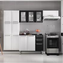Cozinha Completa Modulada 4 Peças 13 Portas 2 Gavetas Luce Itatiaia Branco/Preto Cozinha Completa Modulada 4 Peças 13 Portas 2 Gavetas Luce Itatiaia Branco/Preto