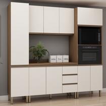 Cozinha Completa Modulada 4 Peças 222cm x 230cm Conecta Bege/Ébano/Off White Cozinha Completa Modulada 4 Peças 222cm x 230cm Conecta Bege/Ébano/Off White