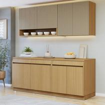 Cozinha Completa Modulada 4 Peças 8 Portas 3 Gavetas com Rodapé 100% MDF Simone Mendes