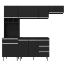 Cozinha Completa Modulada 4 Peças Andréia 240 cm Preto AJL Móveis