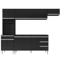 Cozinha Completa Modulada 4 Peças Andréia 280 cm Preto 1860 AJL Móveis Cozinha Completa Modulada 4 Peças Andréia 280 cm Preto 1860 AJL Móveis