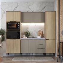 Cozinha Completa Modulada 4 Peças com Paneleiro e Torre Quente Lavínia Marrom/Imperial/Fumê