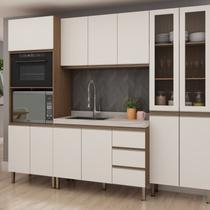 Cozinha Completa Modulada 4 Peças com Torre Quente Cristaleira e Balcão sem Tampo