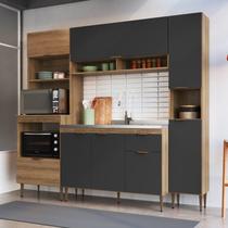 Cozinha Completa Modulada 4 Peças com Torre Quente para 2 Fornos e Paneleiro Veneza Modulada Cinza/Mel/Grafite Cozinha Completa Modulada 4 Peças com Torre Quente para 2 Fornos e Paneleiro Veneza Modulada Cinza/Mel/Grafite