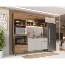 Cozinha Completa Modulada 4 Peças com Torre Quente para 2 Fornos e Vidro Reflecta Veneza Modulada Espresso Móveis Bege/Mel/Arenas
