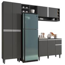 Cozinha Completa Modulada 4 Peças Vanessa Cinza AJL Móveis Cozinha Completa Modulada 4 Peças Vanessa Cinza AJL Móveis