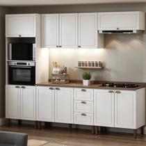Cozinha Completa Modulada 5 Módulos Modelo Americano Provençal com Tampo Conecta Branco/Ébano Cozinha Completa Modulada 5 Módulos Modelo Americano Provençal com Tampo Conecta Branco/Ébano