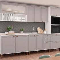 Cozinha Completa Modulada 5 Peças 100% MDF Iluminata Cinza/Branco/Fendi Cozinha Completa Modulada 5 Peças 100% MDF Iluminata Cinza/Branco/Fendi