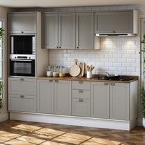 Cozinha Completa Modulada 5 Peças 100% MDF Modelo Americano Provençal Iluminata Cinza/Branco/Fendi/Ébano Cozinha Completa Modulada 5 Peças 100% MDF Modelo Americano Provençal Iluminata Cinza/Branco/Fendi/Ébano