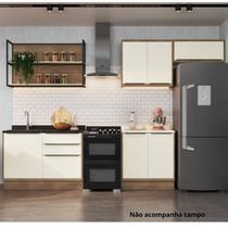 Cozinha Completa Modulada 5 Peças 6 Portas Viena Branco/Freijó/Cinza Argila Cozinha Completa Modulada 5 Peças 6 Portas Viena Branco/Freijó/Cinza Argila