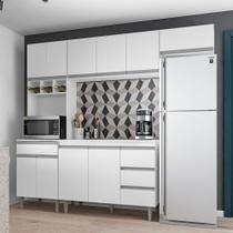 Cozinha Completa Modulada 5 Peças Andréia 240cm Com Tampo Branco AJL Móveis