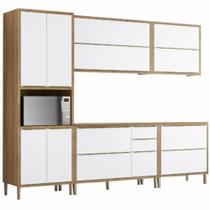 Cozinha Completa Modulada 5 peças Aramóveis Paola 13 portas 02 gavetas Carvalho Branco