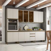 Cozinha Completa Modulada 5 Peças para 1 Forno 14 Portas Aurora Espresso Móveis Bege/Duna/Cristal