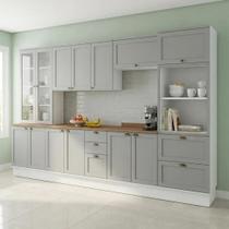 Cozinha Completa Modulada 6 Peças 100% MDF com Cristaleira Torre Quente e Balcão para Pia Iluminata Fendi e Ébano Cozinha Completa Modulada 6 Peças 100% MDF com Cristaleira Torre Quente e Balcão para Pia Iluminata Fendi e Ébano
