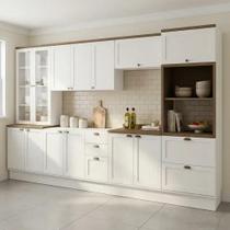 Cozinha Completa Modulada 6 Peças 100% MDF com Cristaleira Torre Quente e Balcão para Pia Iluminata Cozinha Completa Modulada 6 Peças 100% MDF com Cristaleira Torre Quente e Balcão para Pia Iluminata