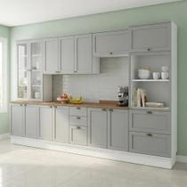 Cozinha Completa Modulada 6 Peças 100% MDF com Cristaleira Torre Quente e Balcão para Pia Iluminata Cozinha Completa Modulada 6 Peças 100% MDF com Cristaleira Torre Quente e Balcão para Pia Iluminata