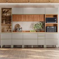 Cozinha Completa Modulada 6 Peças 100% MDF Proença Bege/Nogueira/Nude Prime