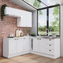 Cozinha Completa Modulada 6 Peças 8 Portas 3 Gavetas Emily Espresso Móveis Branco/Calcare